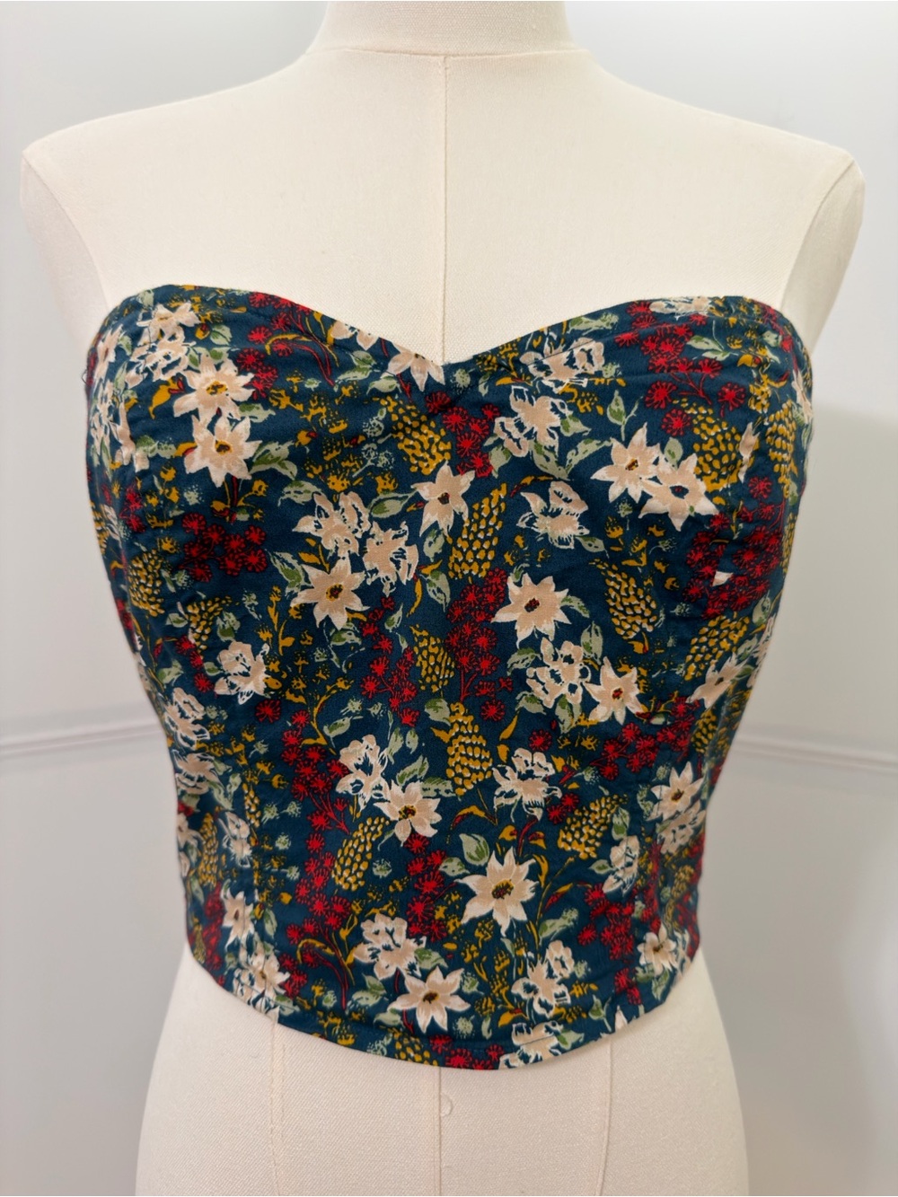 Sparkle & Fade Teal Floral Strapless Camisole